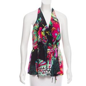 Roberto Cavalli printed halter silk top EUC 42=6